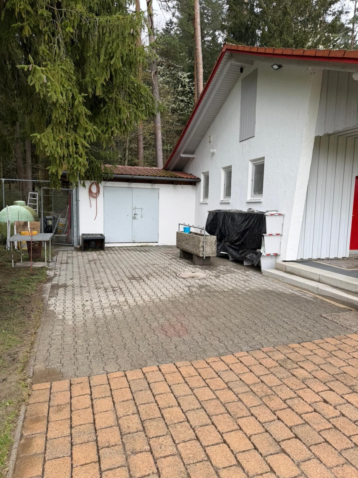 Dieselbe Einfahrt nach der Reinigung – saubere Fugen, klare Pflastersteine, gleiche Kameraposition